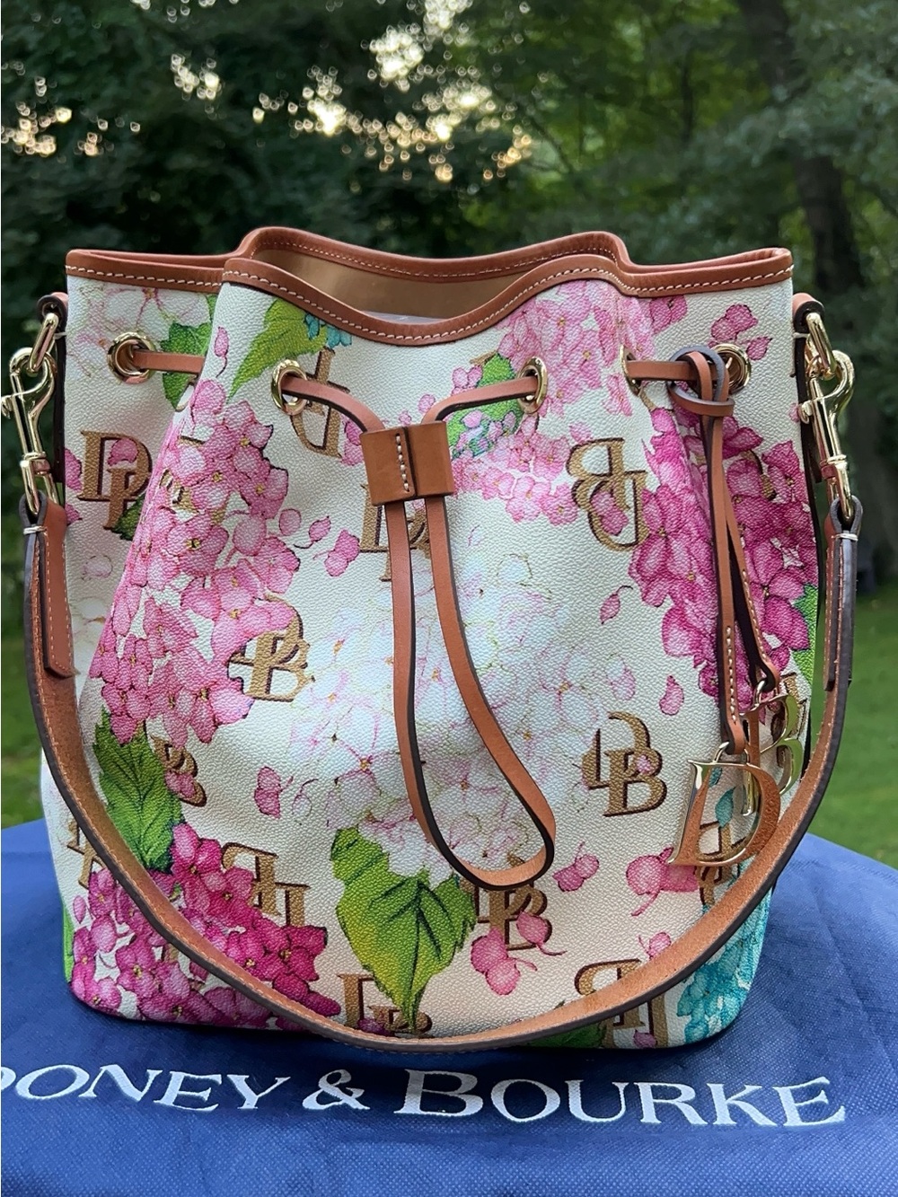 Dooney & Bourke Hydrangea Monogram Drawstring Handbag - Picture 14 of 17